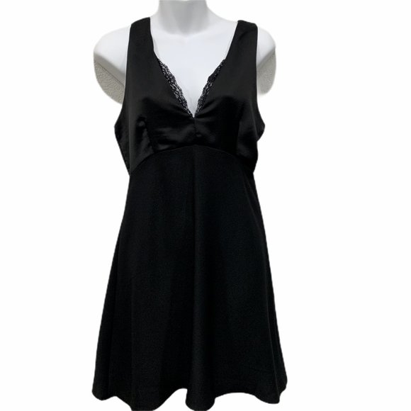 Aqua Black Mini Party Cocktail Dress Deep V-neck - Picture 4 of 7